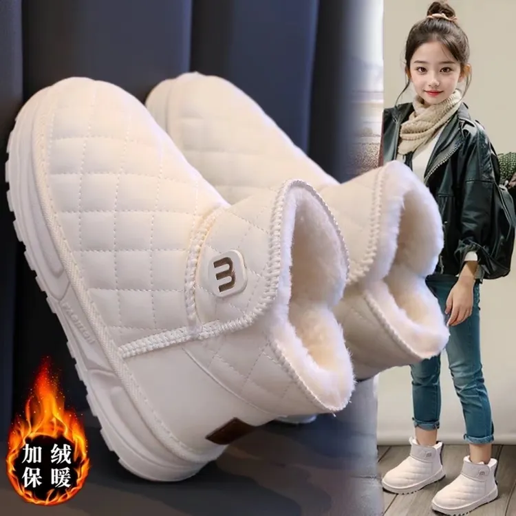 ABCJINDE女童雪地靴加绒加厚冬季新款儿童保暖大棉鞋女孩防水防滑