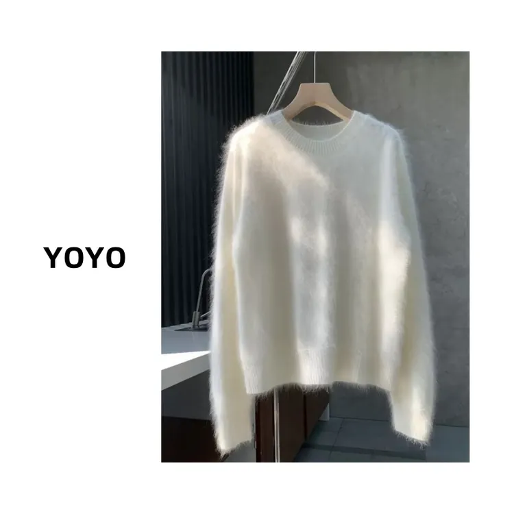 100绵羊毛拉绒拉毛圆领打底长袖百搭针织上衣ZZ5521