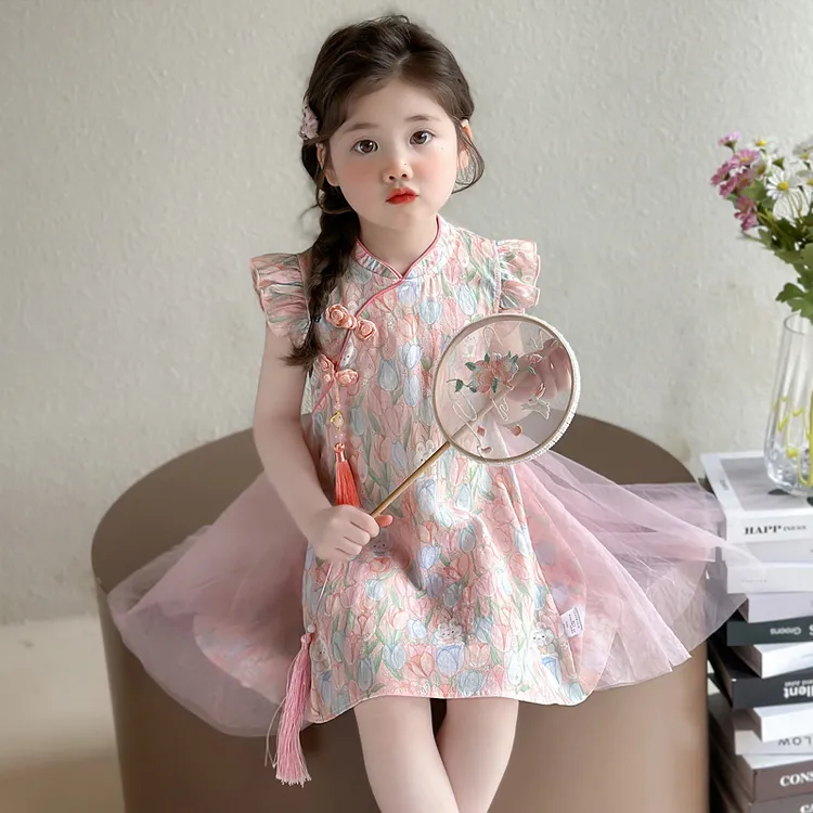 女童旗袍裙夏装中式连衣裙夏季2025新款裙子女宝宝礼服儿童公主裙