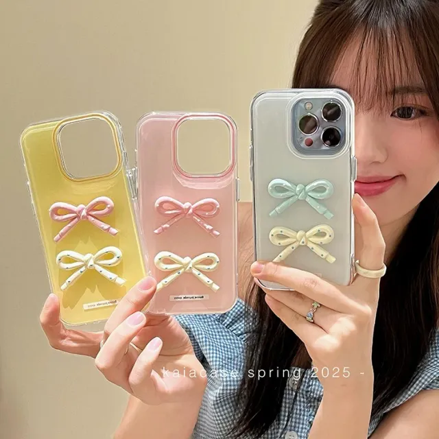 ins夏日多巴胺立体蝴蝶结适用苹果16promax手机壳iphone15新款14p