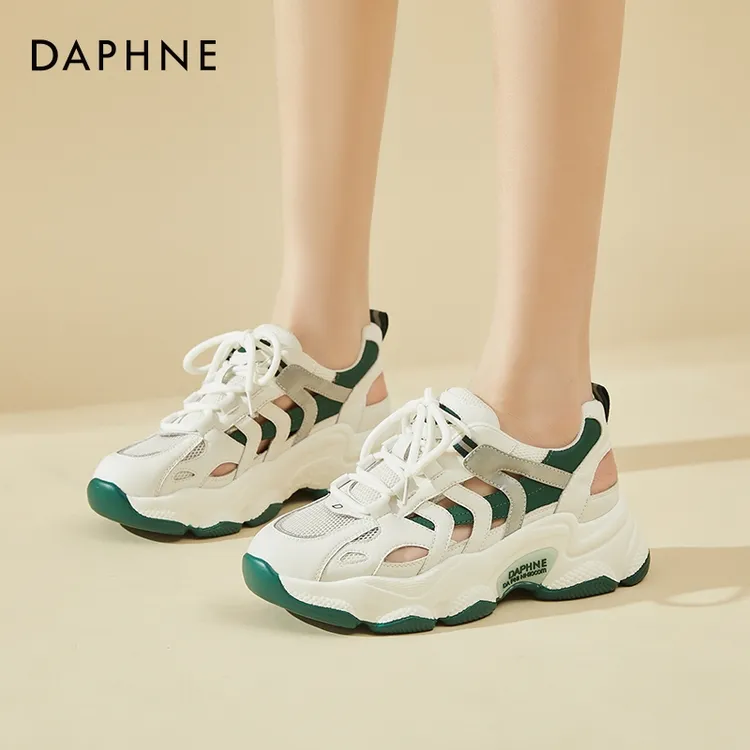 达芙妮透网薄款老爹鞋女款2025夏季新款厚底增高网面透气网鞋鞋子