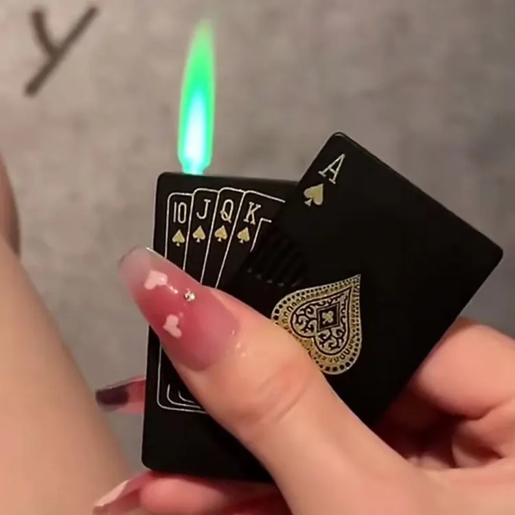 A网红稀奇古怪扑克牌防风打火机充气直冲创意个性刻字送男朋友礼