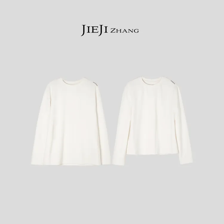 【JIEJI ZHANG】羊毛混纺舒适亲肤长袖上衣T恤350991