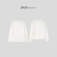 【JIEJI ZHANG】羊毛混纺舒适亲肤长袖上衣T恤350991