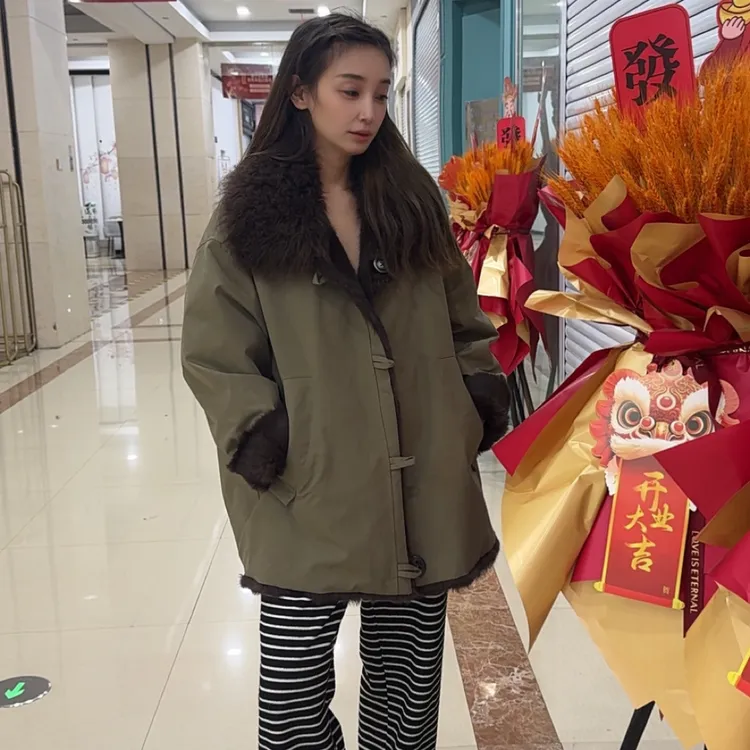 25 中长款风衣兔皮毛一体女装两面穿皮草外套
