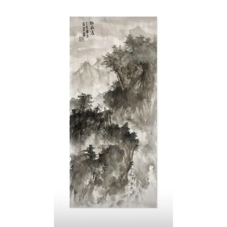 【松风渡】国画泼墨山水画作品，画芯尺寸：68.5*30.5cm