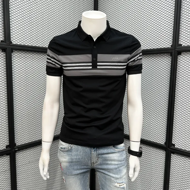 潮流POLO衫男短袖t恤夏季潮牌2025新款修身休闲翻领青年有领体恤