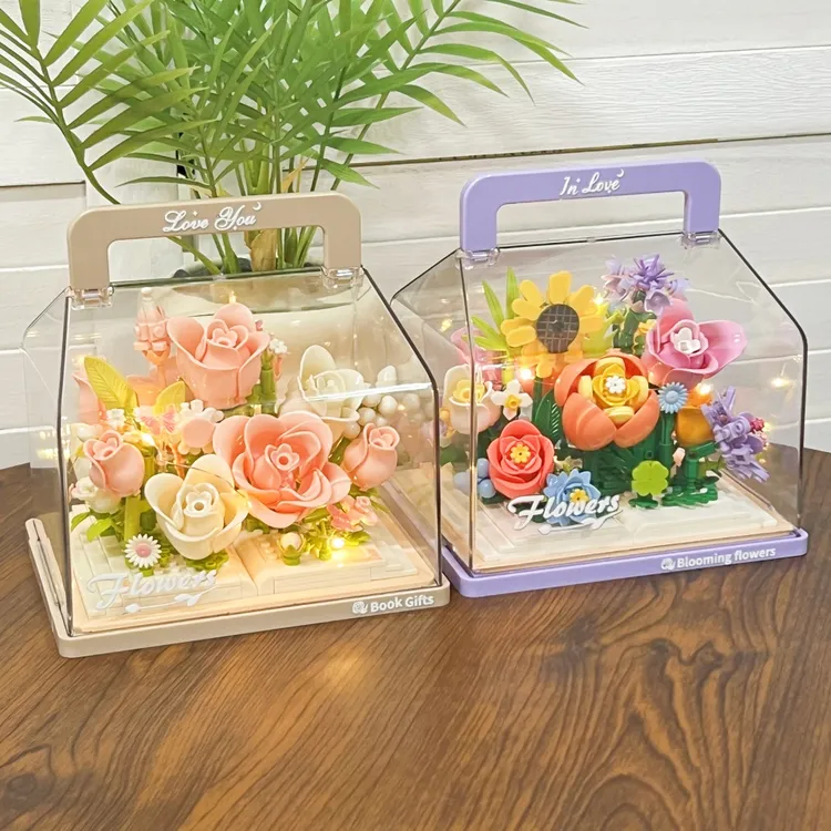 情侣礼物积木玫瑰花束手工diy生日礼物女生送女朋友闺蜜创意礼盒