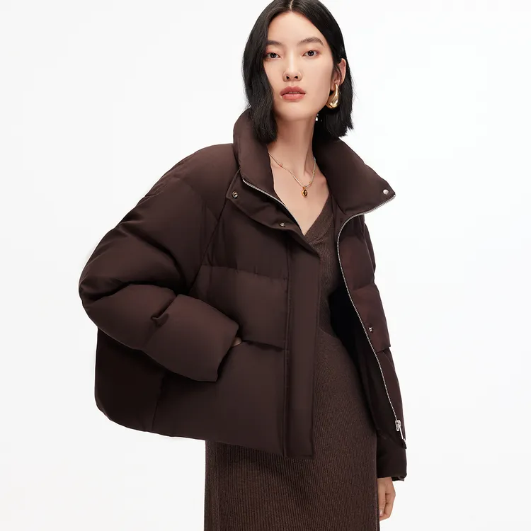 Vero Moda羽绒服2025冬季新款90白鸭绒立领短款面包服325423027