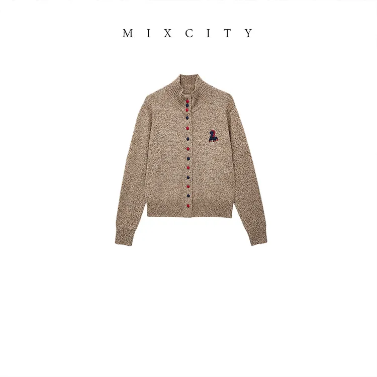 【MIXCITY亚楠家】马戏团◆半高领花纱纯羊毛加厚保暖针织衫9290