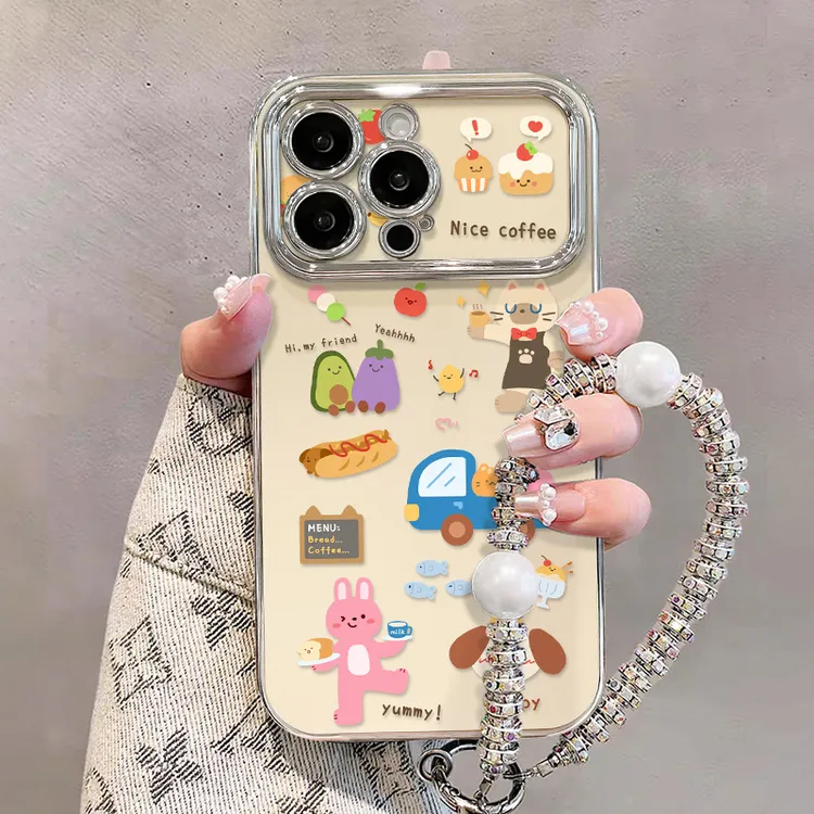 甜品动物挂链适用iphone17promax手机壳15电镀视窗16可爱卡通14女
