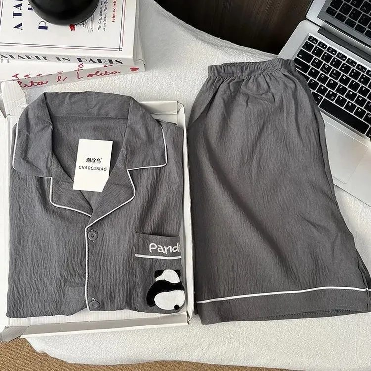 新款夏季男士睡衣云朵棉短袖短裤宽松大码爆款家居服套装可外穿