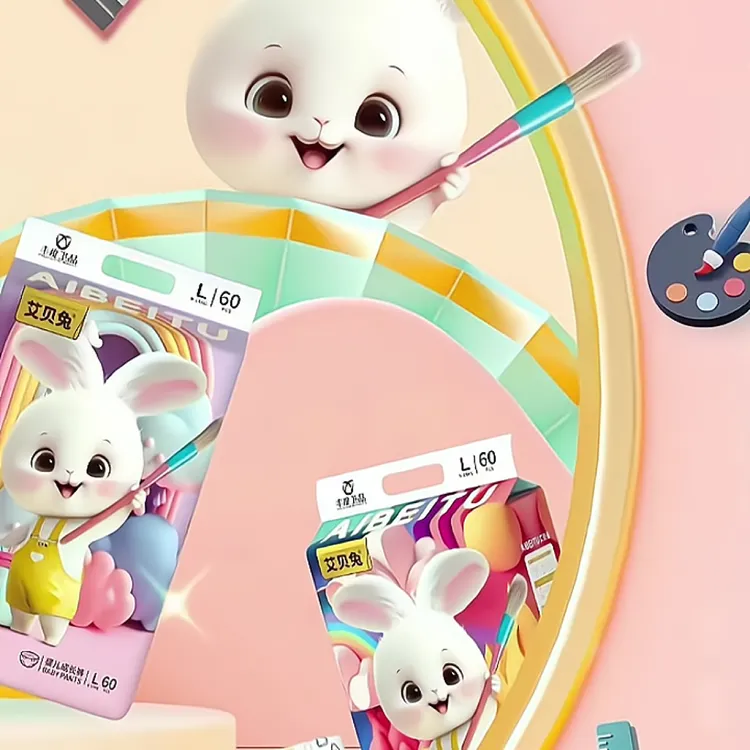 艾贝兔小画家婴儿超薄纸尿裤拉拉裤超薄透气干爽