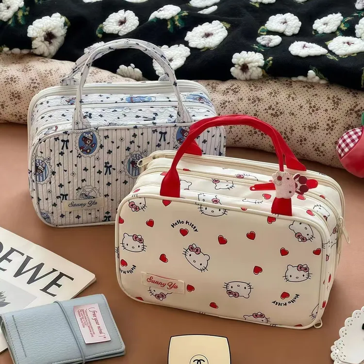 可爱化妆包手提便携大容量化妆品分区收纳包女旅行外出防水洗漱包