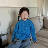 女童毛衣25秋装新款女孩韩版休闲纯色圆领针织衫儿童百搭绒毛毛衣