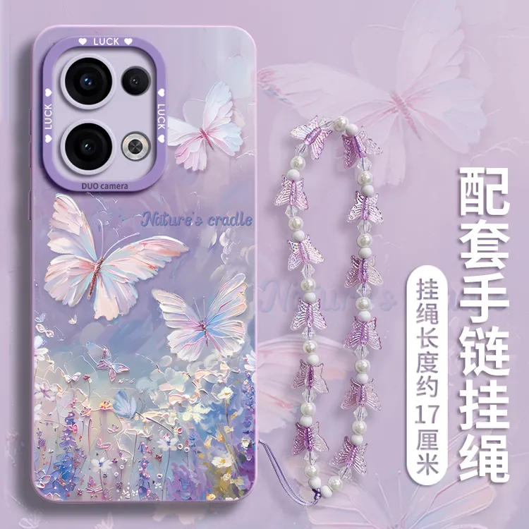 油画棒蝴蝶适用OPPOReno13pro手机壳oppoReno13新款Reno12全包ren