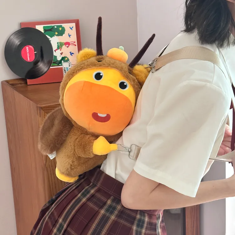 正版水豚噜噜玩偶斜挎包可爱双肩包背包毛绒玩具公仔娃娃生日礼物