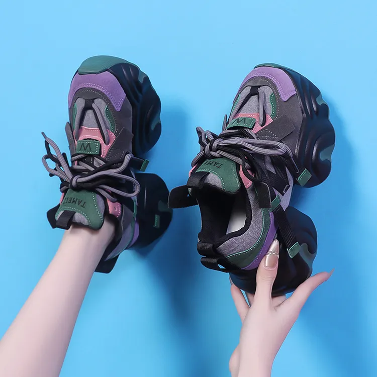 2025春秋新款韩版超轻厚底韩版网红轻便百搭老爹鞋8cm休闲运动鞋