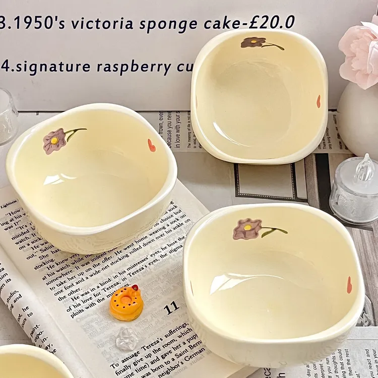 奶油风紫藤花陶瓷碟子火锅调料碟小吃碟创意可爱ins风高颜值餐具