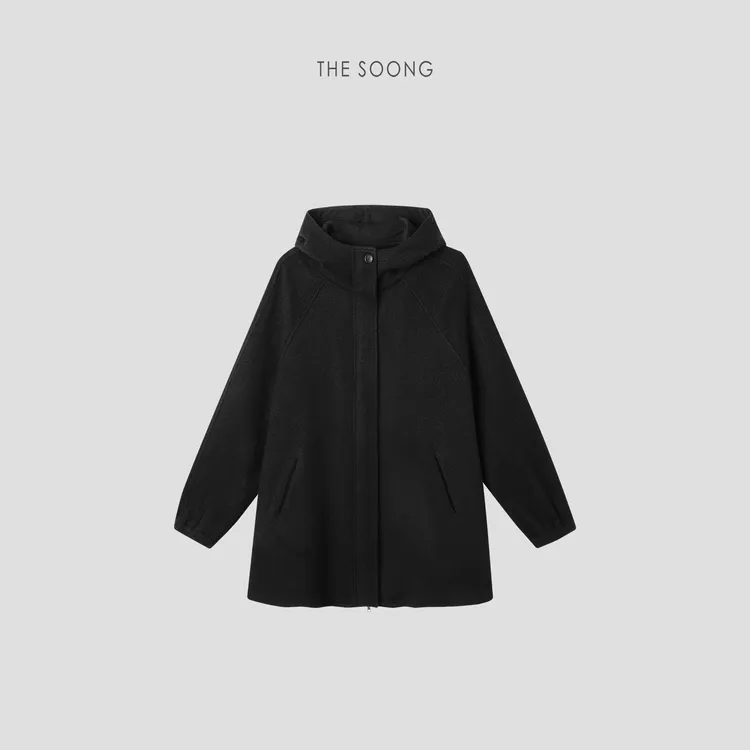 THESOONG|"灵感时髦精"极简绒感保暖斗篷式连帽外套HBWT7855