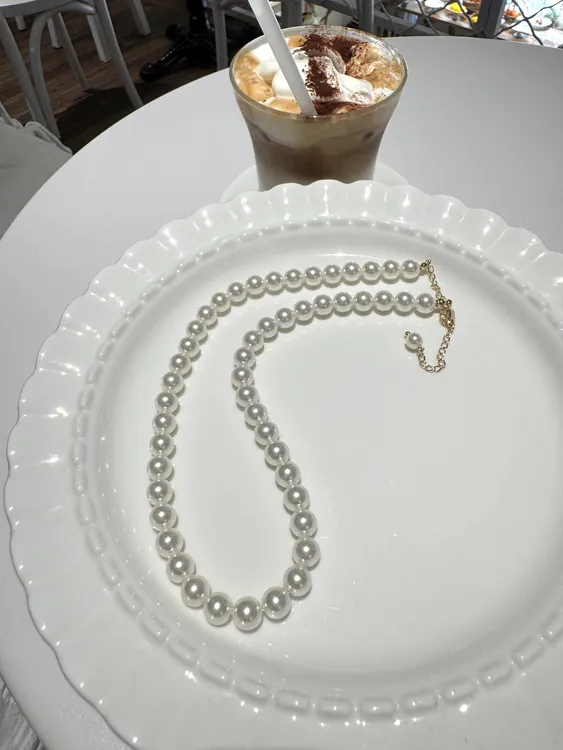 钛钢仿珍珠项链 日韩锁骨链珠串优雅项链女饰品