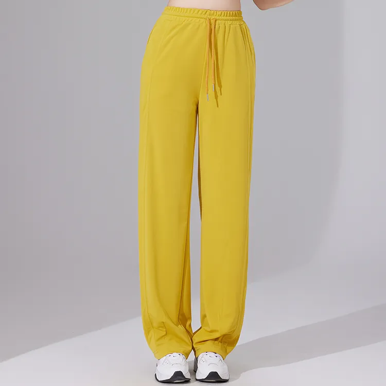 夏季新款广场舞服装套装窄版垂感阔腿裤宽松直筒休闲显瘦运动裤