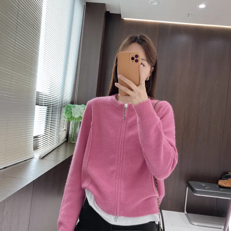 IMFLY金小金自制女装 针织衫DYW9823秋季拉链针织开衫毛衣外套