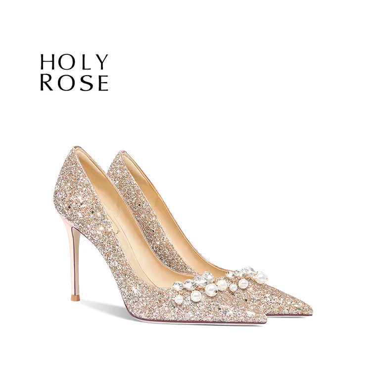 HolyRose圣洁玫瑰【流光】绝美法式金色水晶高跟鞋礼服宴会平时可穿