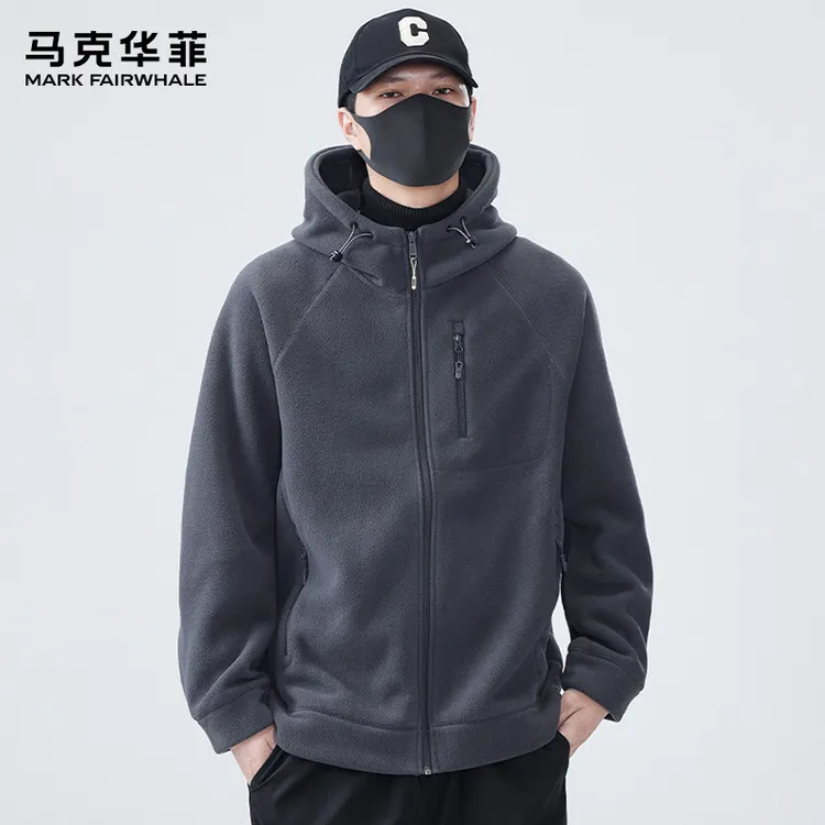 马克华菲冬季宽松型连帽简约男保暖美式休闲夹克外套运动休闲防风
