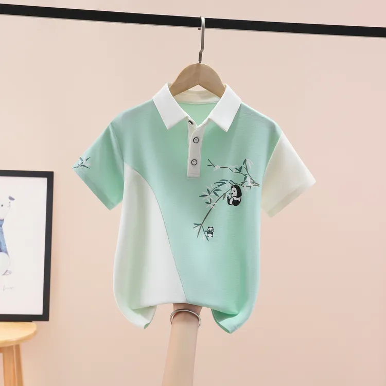 男童短袖T恤POLO衫夏季新款儿童中国风翻领上衣中大童半袖体恤潮
