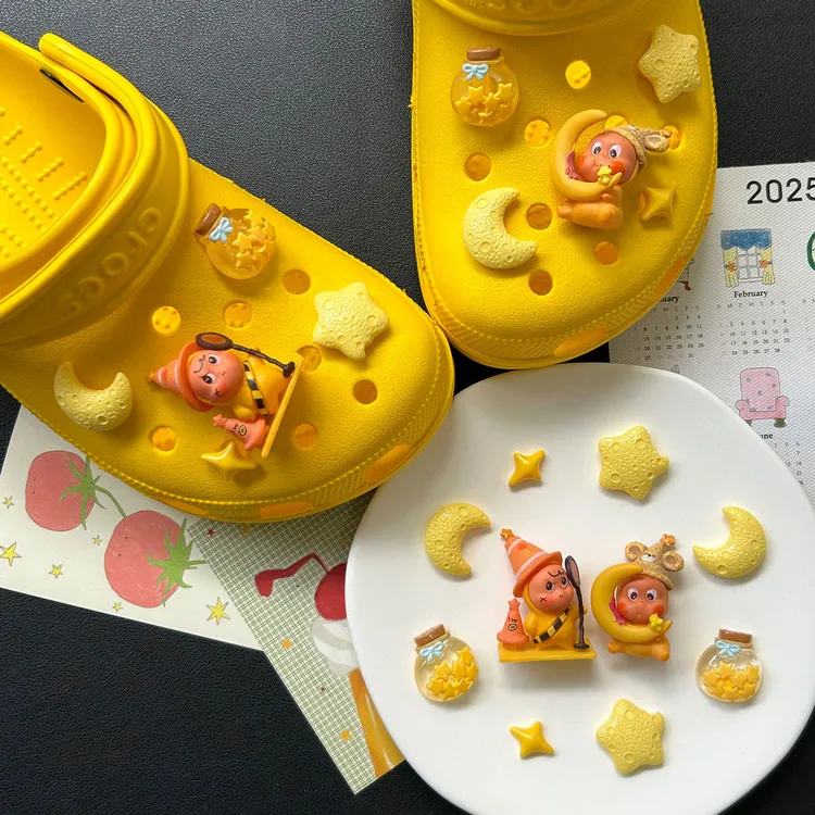 洞洞鞋配饰泡泡玛月亮星星diy饰品鞋花适配Crocs鞋扣卡扣配件装饰