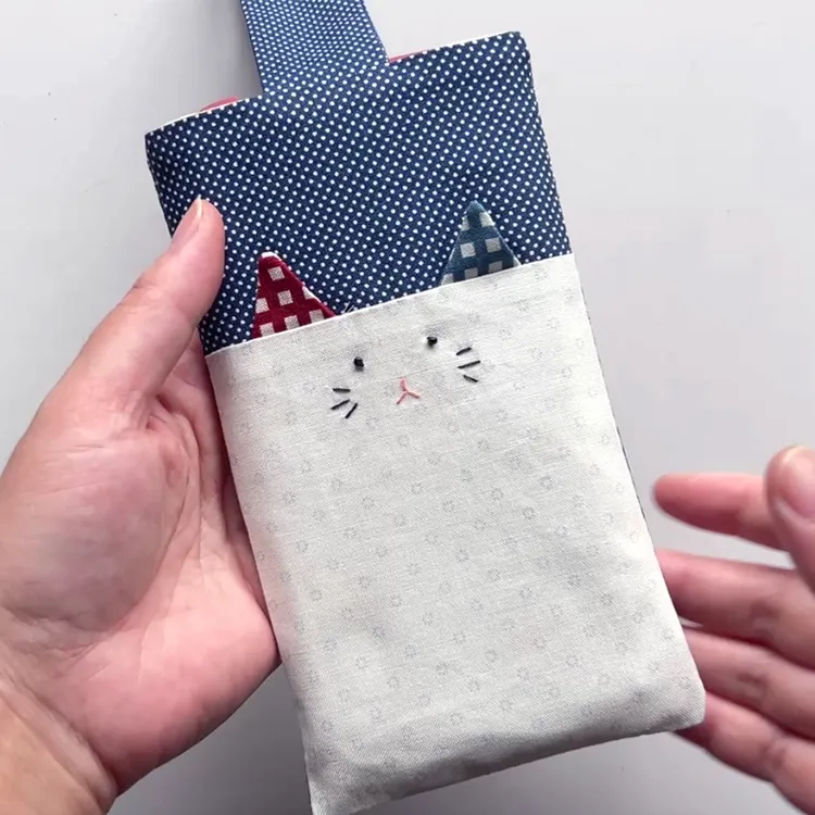 创意萌趣可爱手工拼布手机包材料包 成品 多色可选