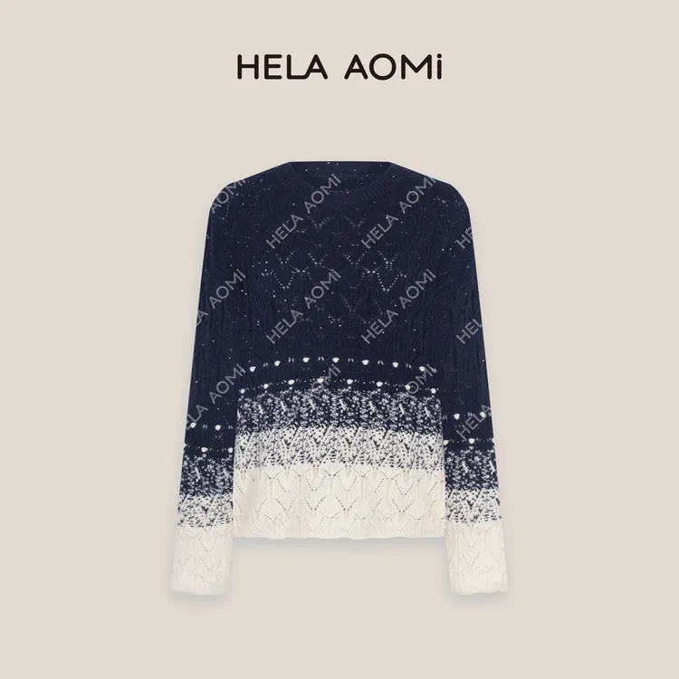 HELA AOMI“绵羊毛100% 星空渐变”宽松圆领显瘦针织衫CY5CC32497