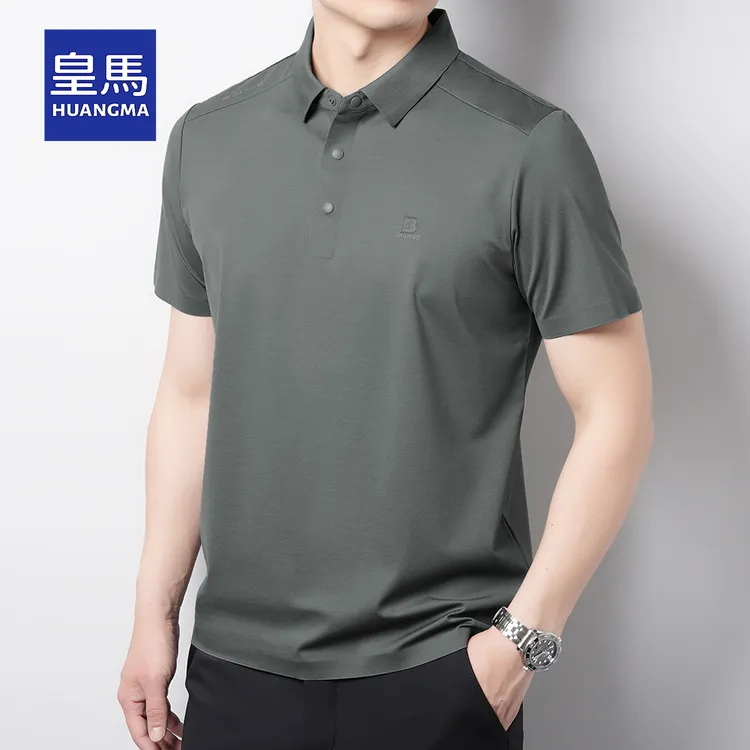 桑蚕丝轻奢男士POLO衫高档夏季商务休闲半袖无痕透气弹力翻领简约