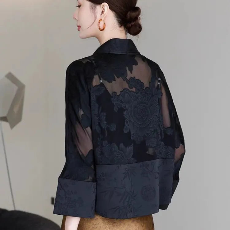 【绮云纱庄】剪花气质短外套 百搭 夏季 长袖 显瘦