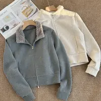 ［家淇定制］新款韩版百搭修身显瘦时尚毛立领双开拉链休闲外套7185