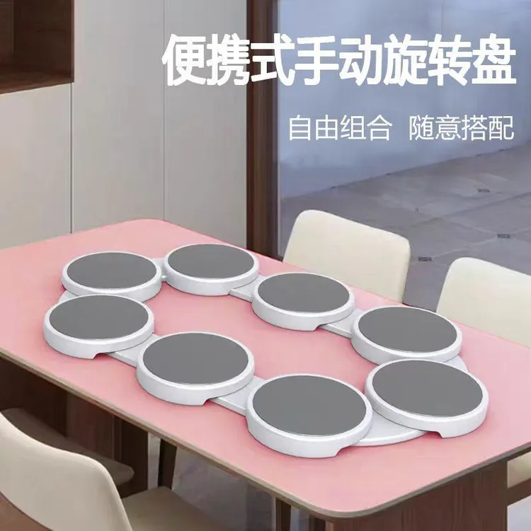 加厚桌面手动旋转桌面圆形托盘便携式圆桌菜盘长桌隔热防滑餐盘