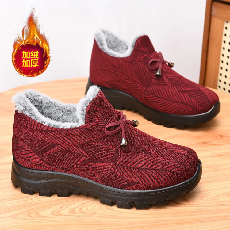 冬季加绒老太太棉鞋加厚保暖软底老人棉靴女妈妈鞋老北京棉布鞋