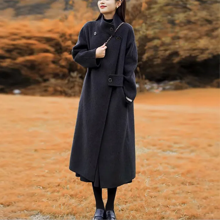 2025秋冬新款高级感双面羊绒大衣女中长款赫本风宽松羊毛呢子外套
