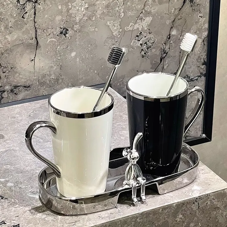 漱口杯情侣刷牙杯轻奢高端陶瓷家用牙杯洗漱杯高级感牙刷杯
