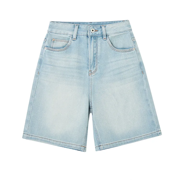 门店49&9！乐夏短裤」天空水洗蓝莱赛尔天丝高腰A字牛仔裤女 C22626