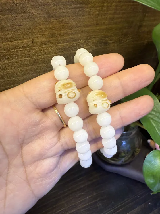 天然白玉菩提手串 工艺品手工编织