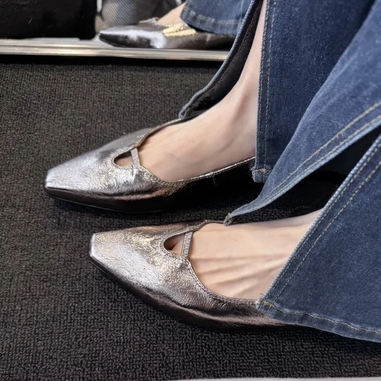 OOZHOU 2cm法式浅口一脚蹬时髦百搭休闲单鞋