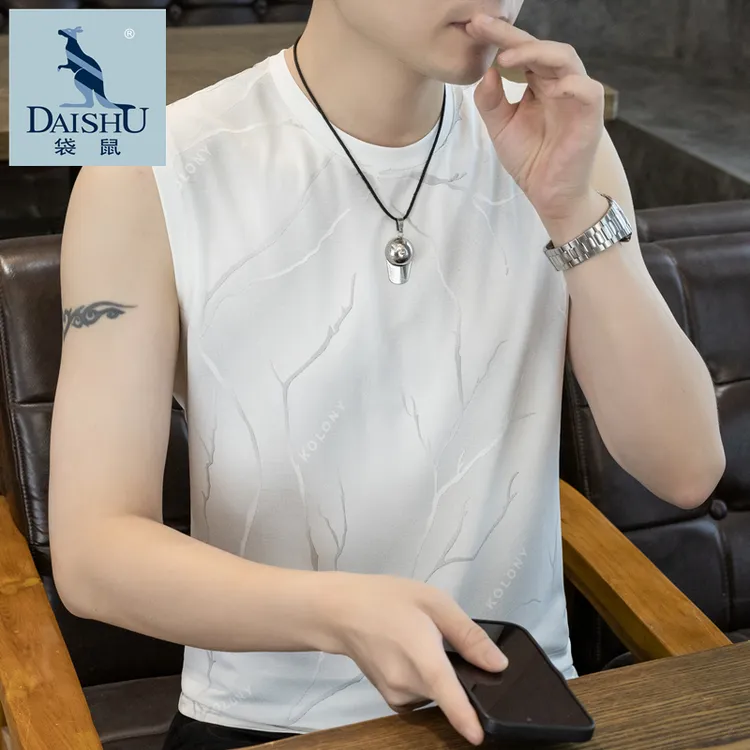 Dai Shu/袋鼠男士背心夏季新款潮流休闲运动坎肩男无袖冰丝男T恤