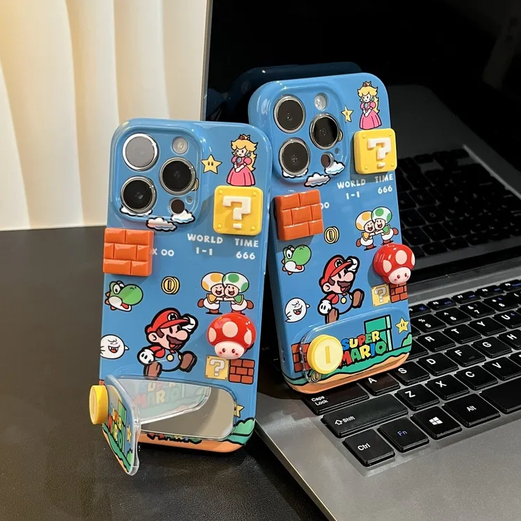 适用立蘑菇马里奥支架苹果13iPhone16手机壳华为P70vivoppo小米15