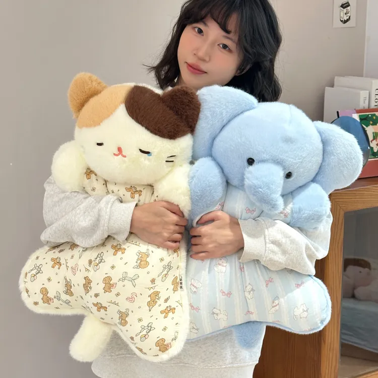 小羊豆袋玩偶抱枕可爱海豹大象捏捏毛绒玩具娃娃靠枕解压安抚公仔