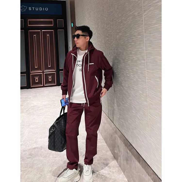 【三角徽章套装】25春夏薄款订制户外运动冲锋衣套装男士时尚休闲