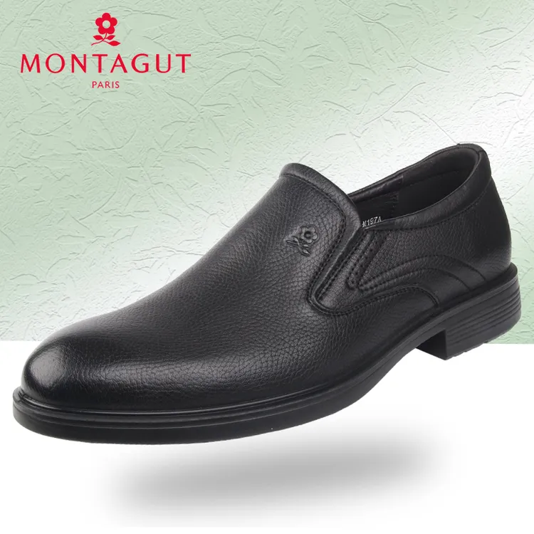 梦特娇男鞋2025秋新商务正装一脚蹬圆头羊皮软面软底轻质绅士皮鞋