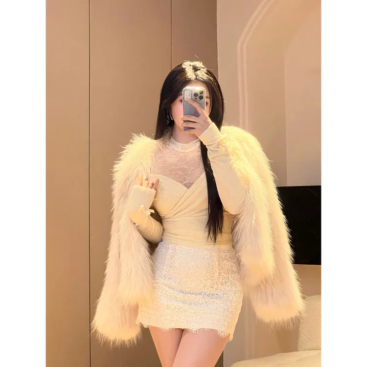 MengFairy 【可可西里】冬季名媛贵气感貉子毛皮草外套3991雅丹