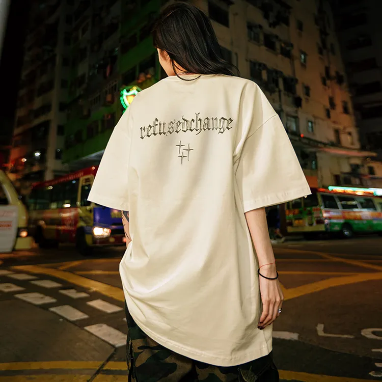 Nuthink美式复古字母印花短袖T恤男女潮牌重磅宽松半袖2025夏新款